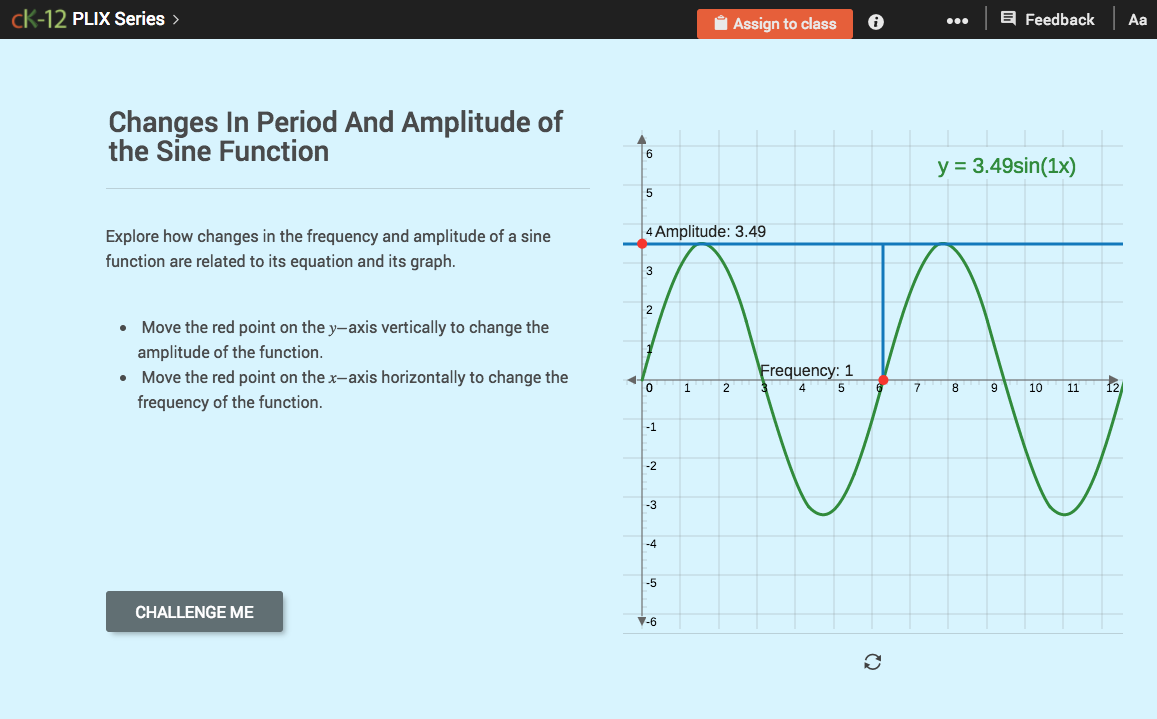 Changes in Period and Amplitude of the Sine Function Interactive
