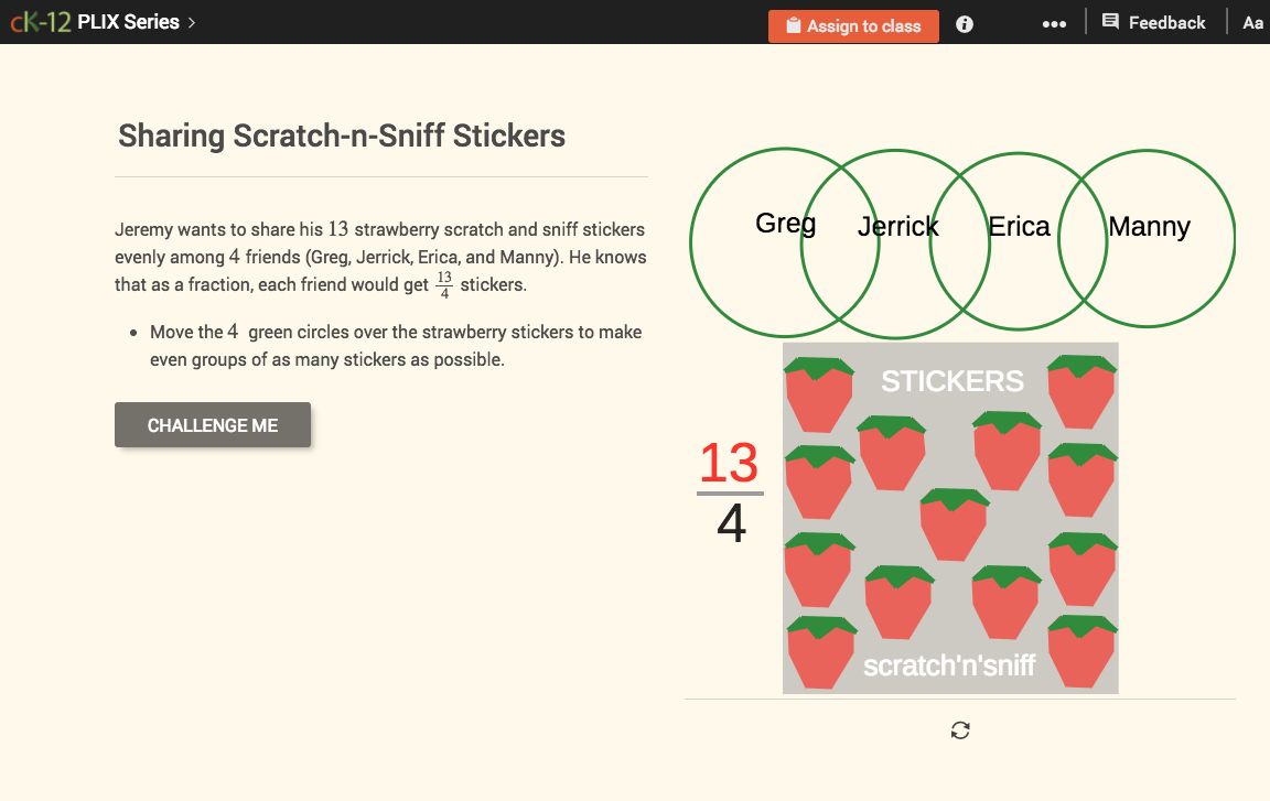 Improper Fractions as Mixed Numbers: Sharing Scratch-n-Sniff Stickers Interactive