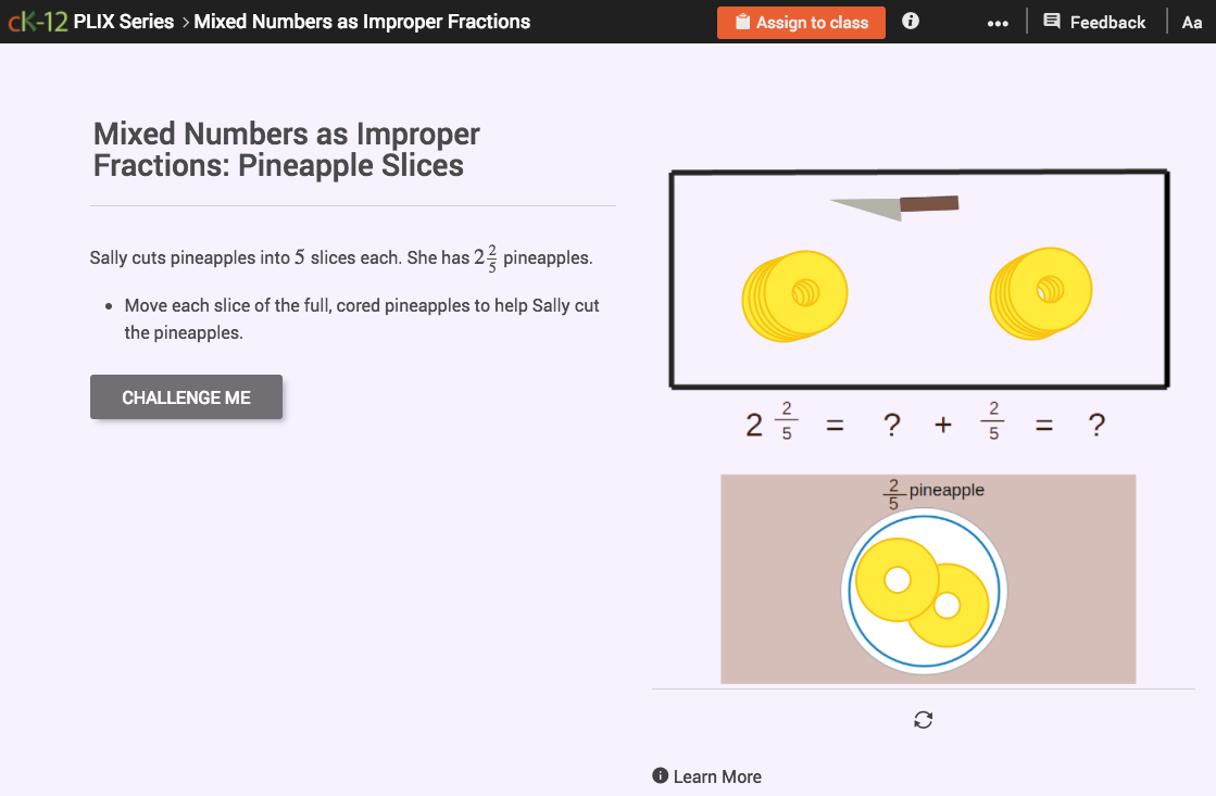 Mixed Numbers as Improper Fractions: Pineapple Slices Interactive