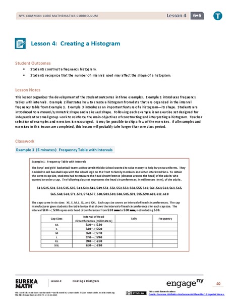 Creating a Histogram Lesson Plan