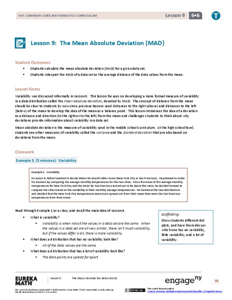 The Mean Absolute Deviation (MAD) Lesson Plan