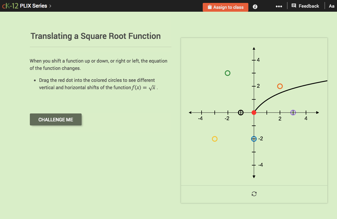 Vertical Translations: Translating a Square Root Function Interactive