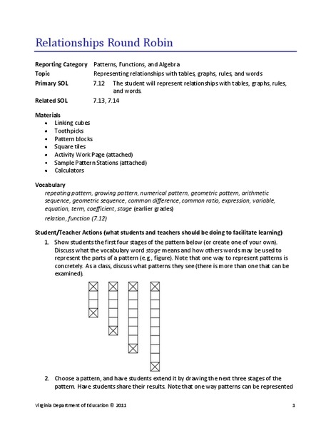 Relationships Round Robin Lesson Plan