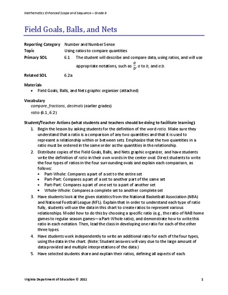 Field Goals, Balls, and Nets Lesson Plan