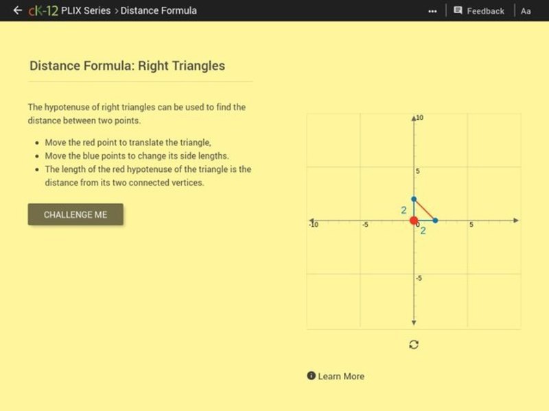 Distance Formula: Right Triangles Interactive