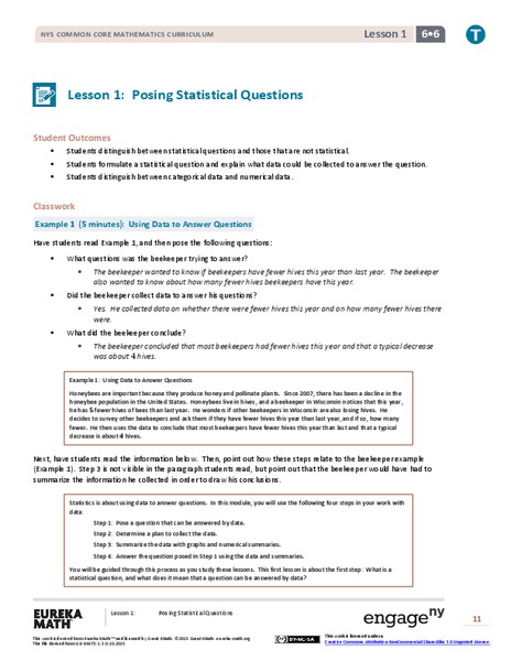Posing Statistical Questions Lesson Plan