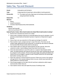 Sales Tax and Tip Lesson Plan