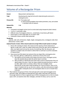 Volume of a Rectangular Prism Lesson Plan