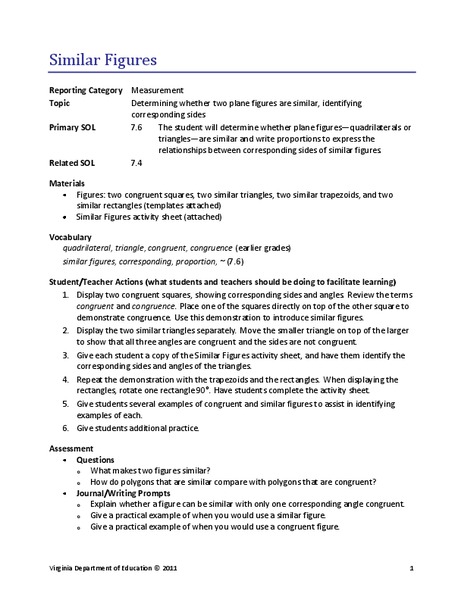 Similar Figures Lesson Plan