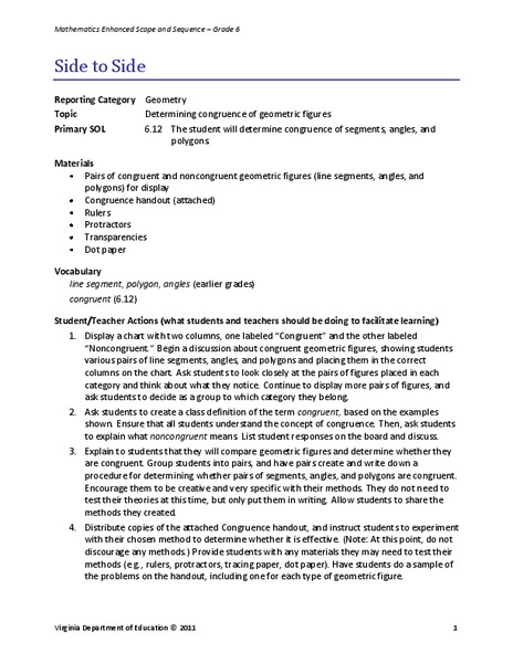 Side to Side Lesson Plan