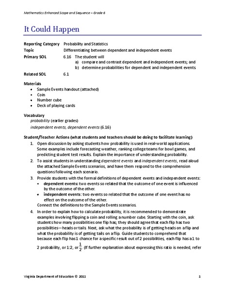 It Could Happen Lesson Plan