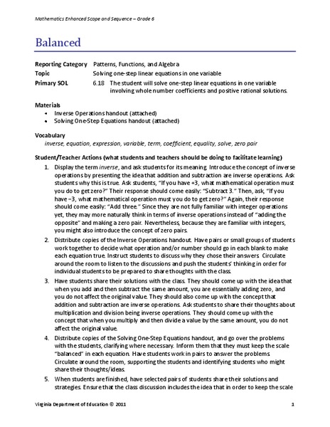 Balanced Lesson Plan