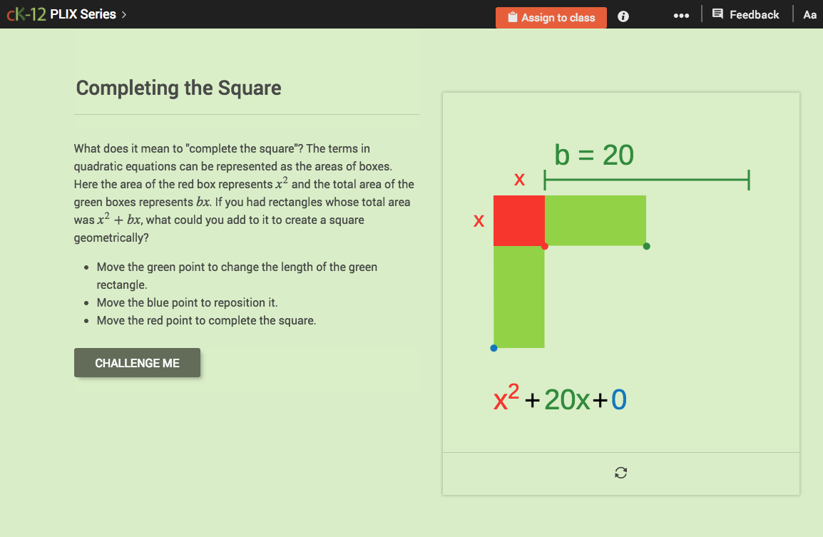 Completing the Square Interactive