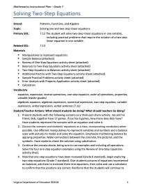 Equations Lesson Plan
