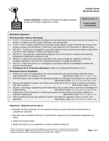 Makes Me Sweat Lesson Plan