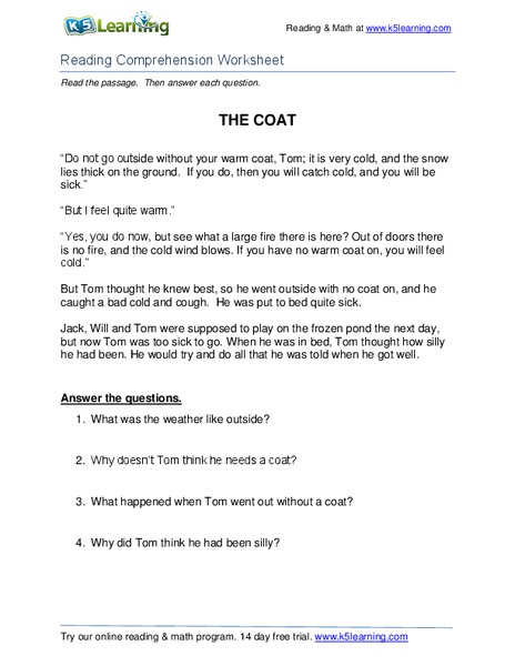 The Coat Worksheet