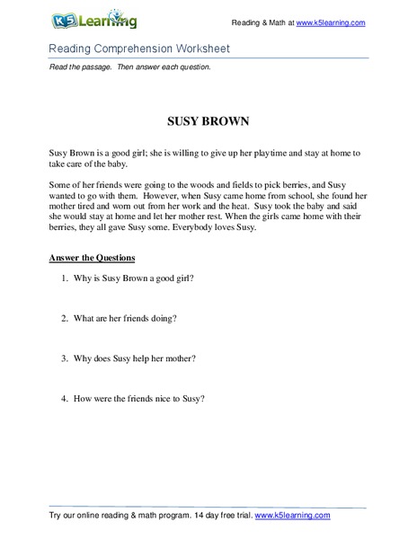 Susy Brown Worksheet