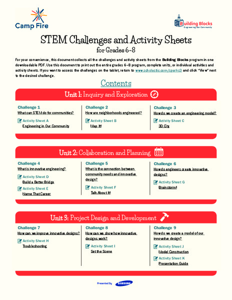 STEM Challenges and Activity Sheets for Grades 6–8 Unit Plan