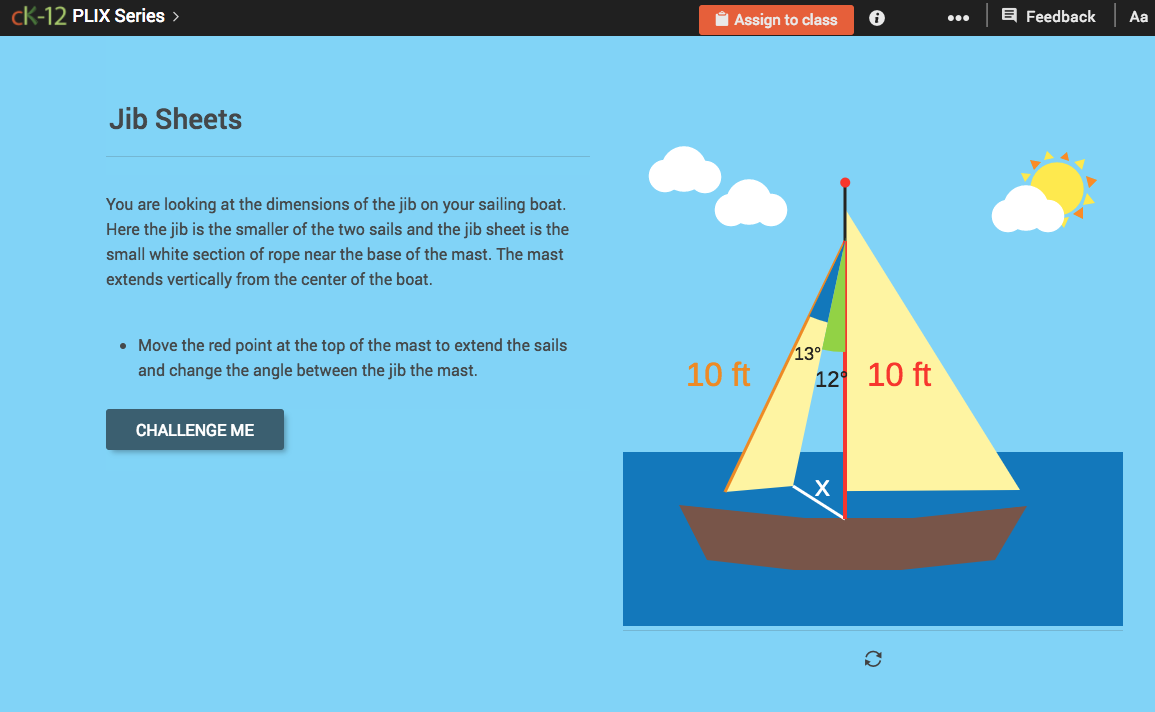 Determination of Unknown Triangle Measures Given Area: Jib Sheets Interactive