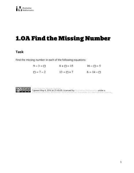 Find the Missing Number Assessment