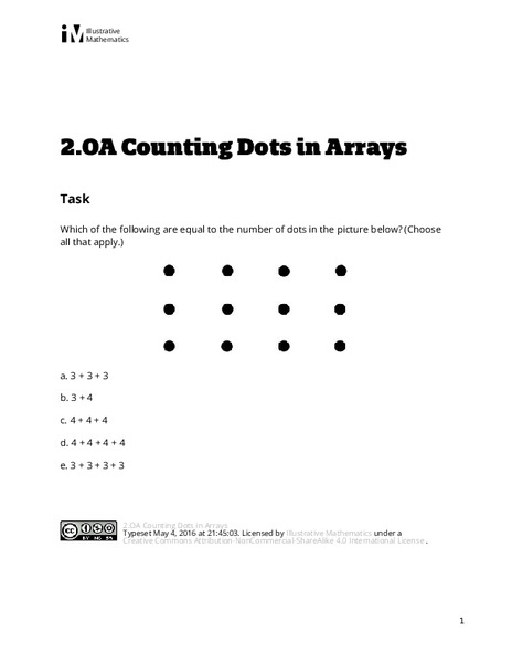 Counting Dots in Arrays Assessment