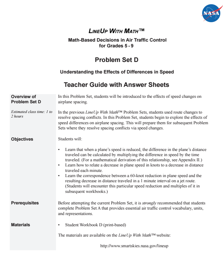Understanding the Effects of Differences in Speed—Problem Set D Interactive