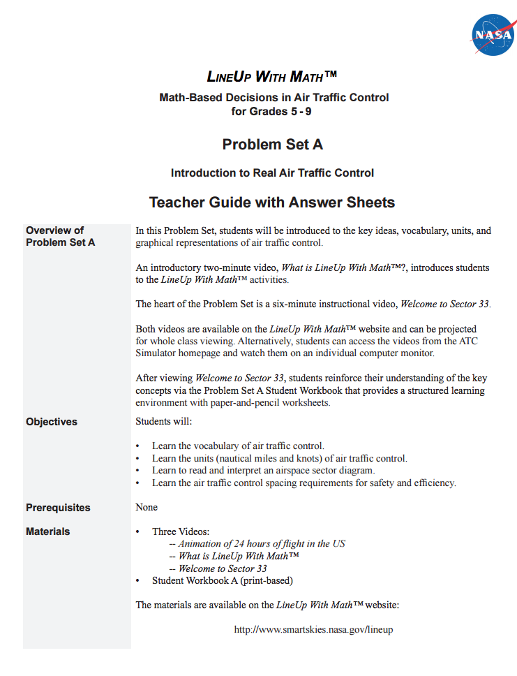 Introduction to Real Air Traffic Control—Problem Set A Interactive