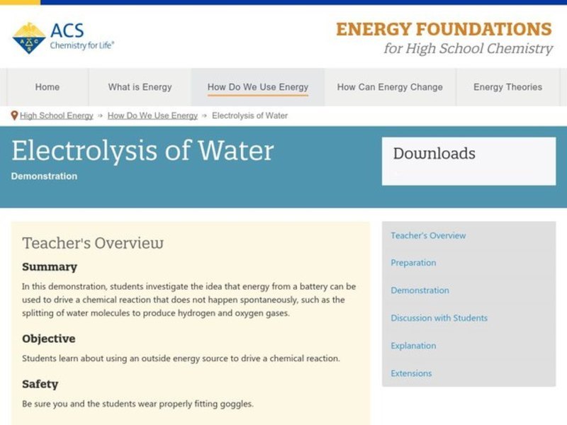 Electrolysis of Water Activity