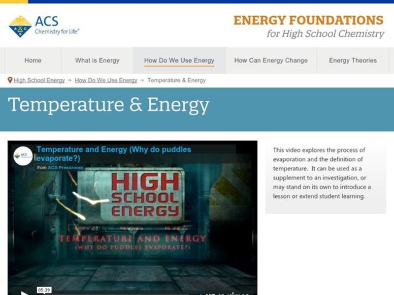 Temperature and Energy Instructional Video