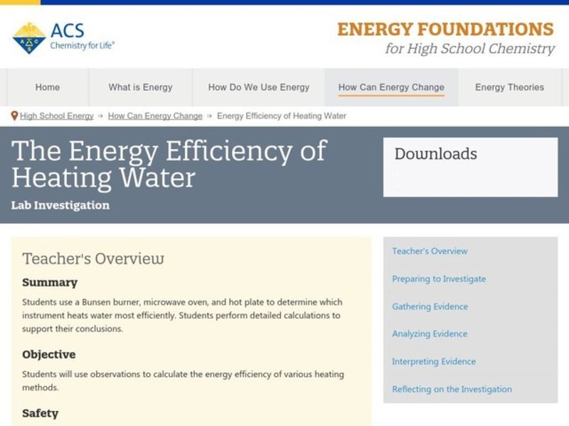 The Energy Efficiency of Heating Water Activity
