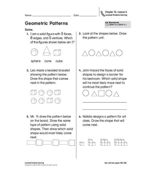 Geometric Patterns Worksheet