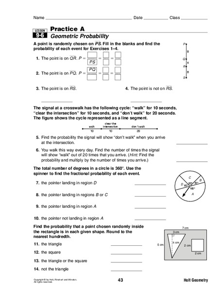 Geometric Probability Worksheet