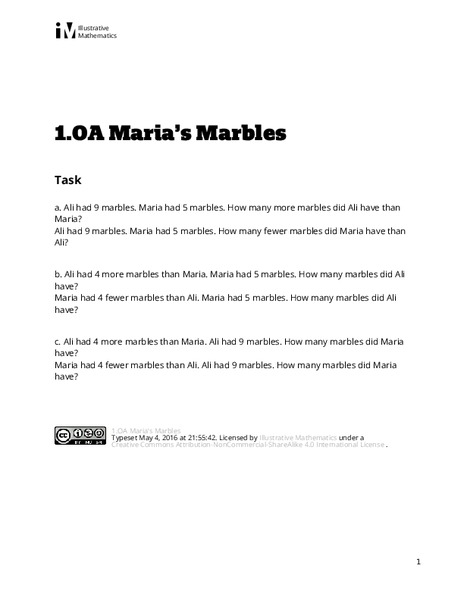 Maria’s Marbles Assessment