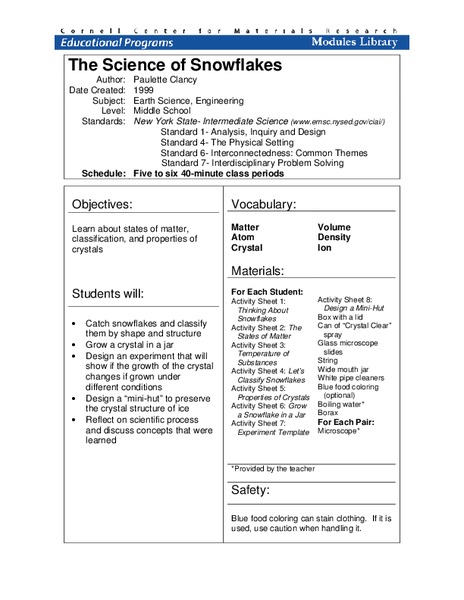 The Science of Snowflakes Lesson Plan