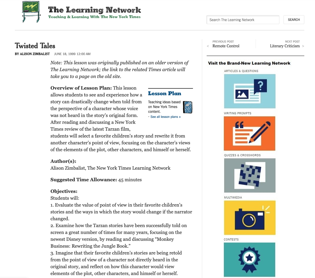 Twisted Tales Lesson Plan