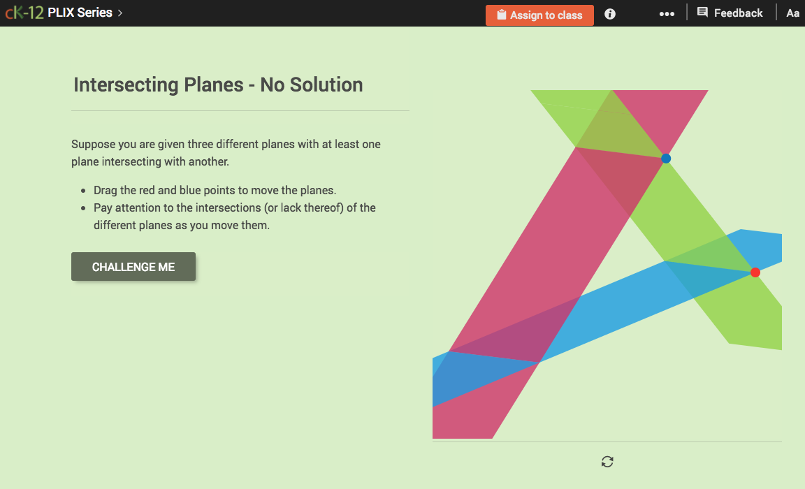 Systems of Linear Equations in Three Variables: Intersecting Planes - No Solution Interactive