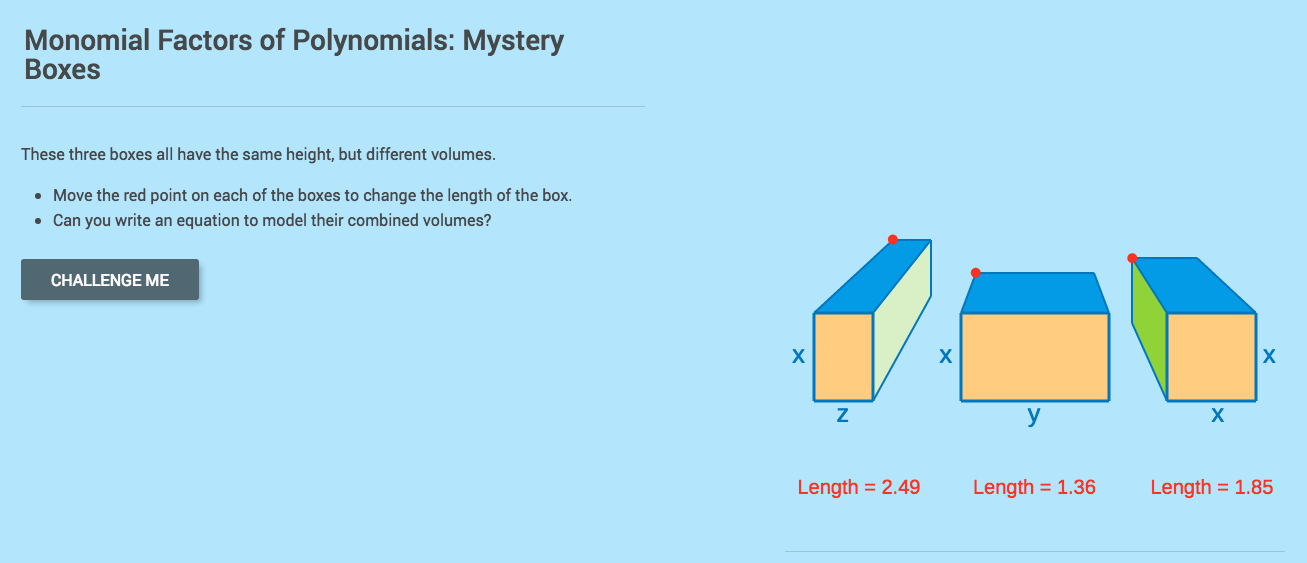 Monomial Factors of Polynomials: Mystery Boxes Interactive