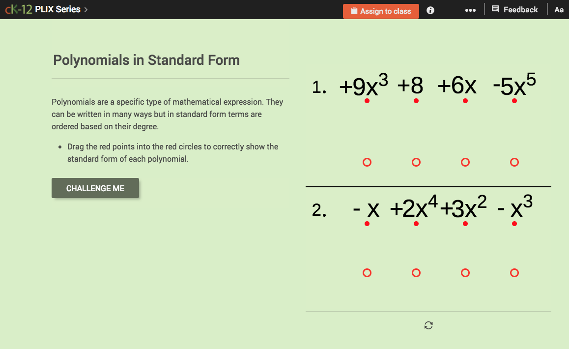 Polynomials in Standard Form Interactive