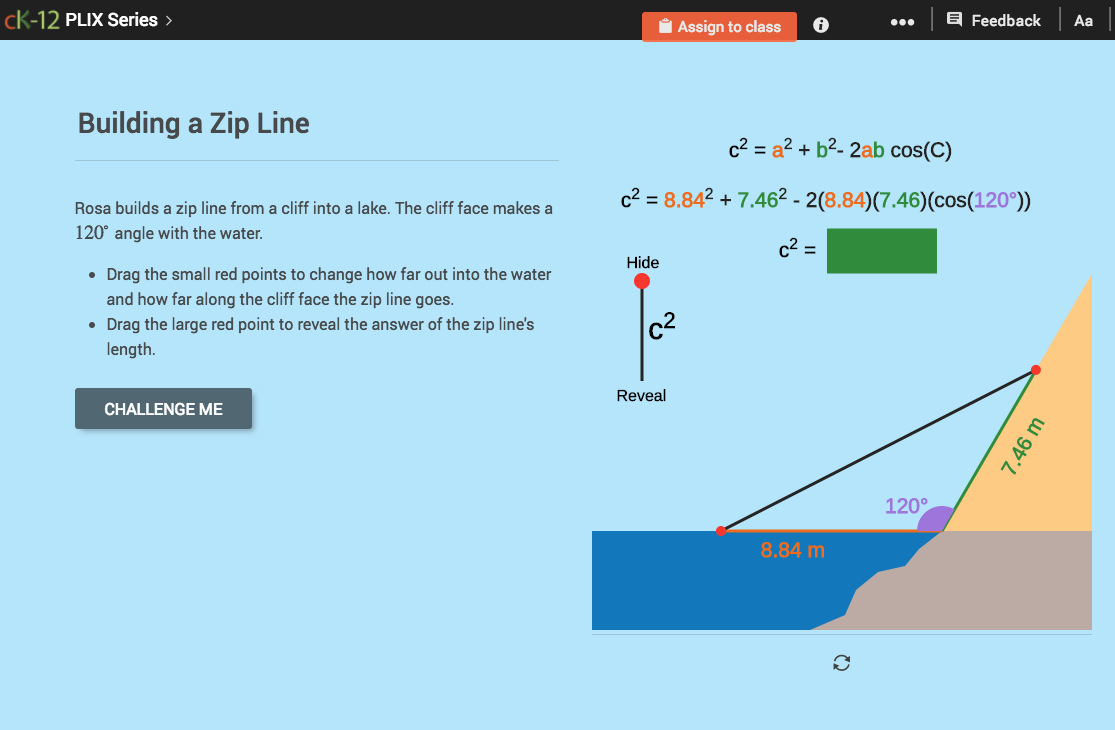 Law of Cosines: Building a Zip Line Interactive