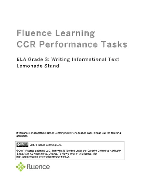 Writing Informational Text: Lemonade Stand Assessment