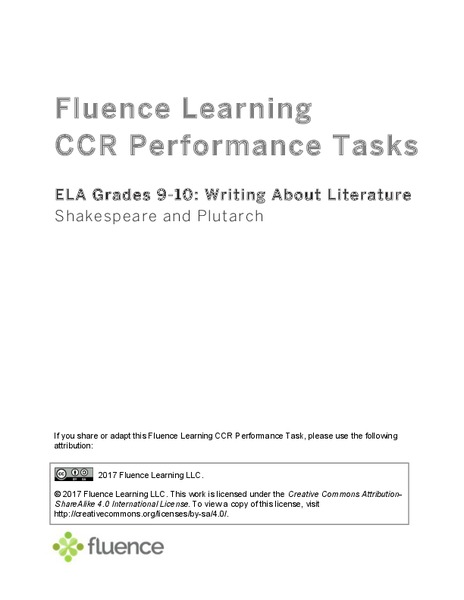 Writing About Literature Shakespeare and Plutarch Assessment