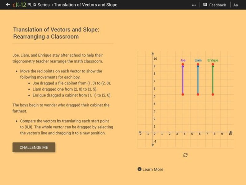 Translation of Vectors and Slope: Rearranging a Classroom Interactive