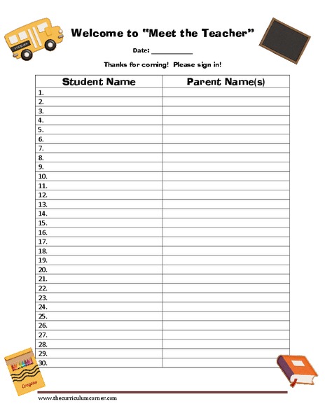 Meet the Teacher Event Printables