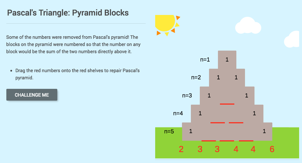 Pascal's Triangle: Pyramid Blocks Interactive