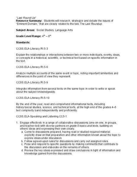 Eminent Domain Lesson Plan