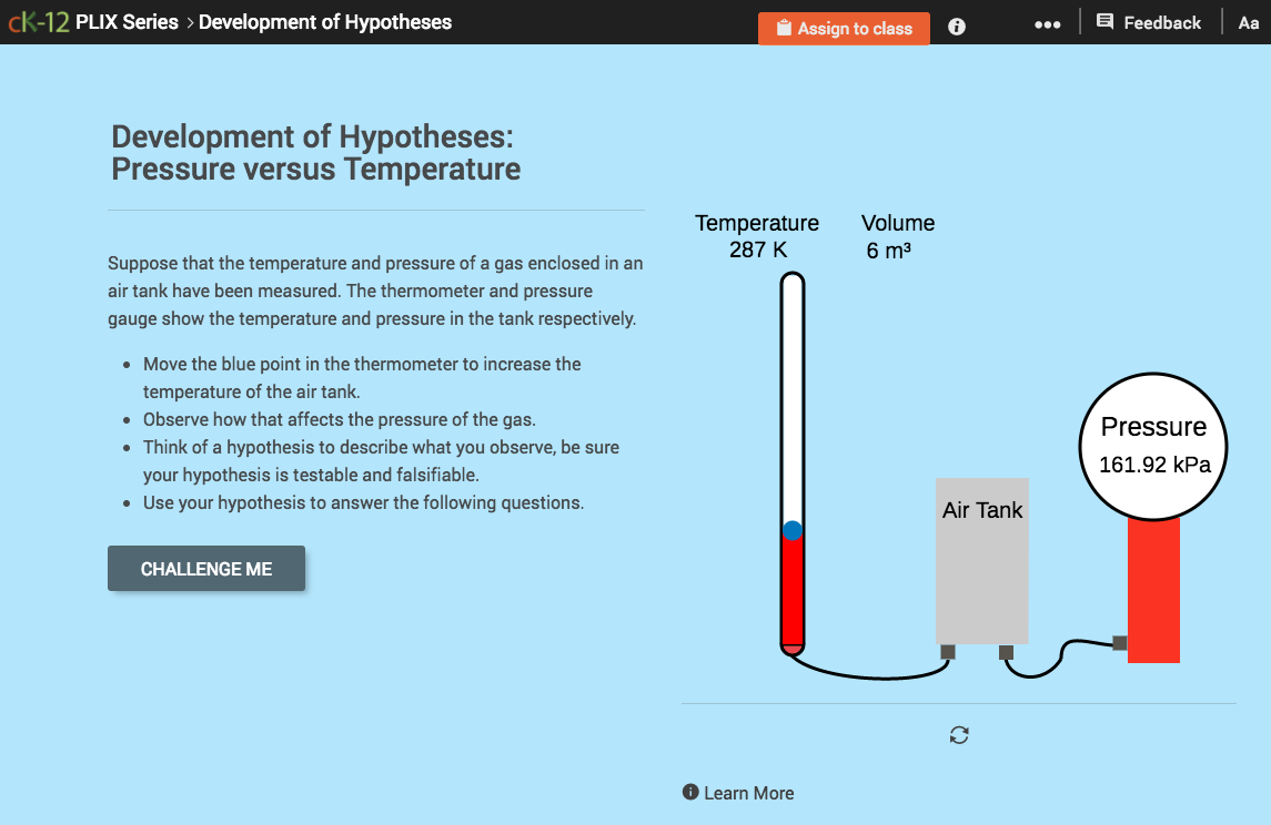 Development of Hypotheses: Pressure versus Temperature Interactive