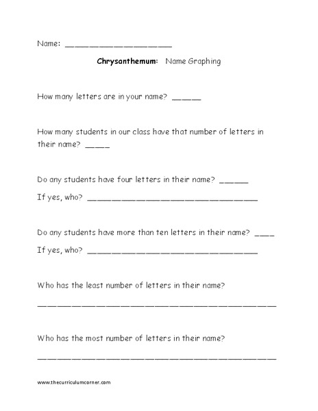 Chrysanthemum: Name Graphing Worksheet