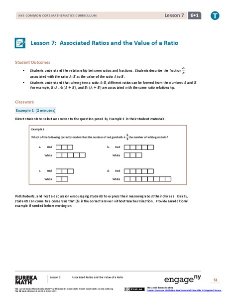 Associated Ratios and the Value of a Ratio Lesson Plan