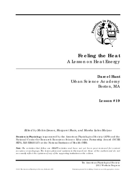 Feeling the Heat Lesson Plan