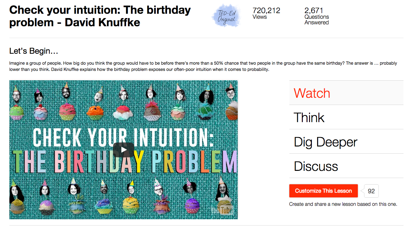 Check Your Intuition: The Birthday Problem Instructional Video